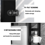 Homykic Bamboo Over The Toilet Storage Shelf, 3-Tier Above Toilet Storage Organizer Rack with 3 Hooks, Freestanding Bathroom Tower Shelf Unit for Small Space, No Rust, Easy to Assemble, Black
