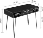 VECELO 39.3" Home Office Work Table with Drawers,Computer Desk with Hairpin Leg for Writing/Study,Black
