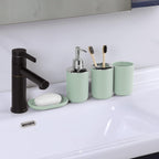 IMAVO Bathroom Accessories Set,Green Bathroom Set,9 Pieces Bathroom Accessory Set,Tray,Qtip Holders,Toilet Brush,Trash Can for Bathroom Décor and Home Gifts