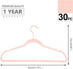 MIZGI Premium Velvet Hangers (30 Pack) Heavy Duty - Non Slip Felt Hanger - Blush Pink - Rose Gold 360 Degree Swivel Hooks,Space Saving Clothes Hanger,Durable Strong for Suits,Coats,Dress