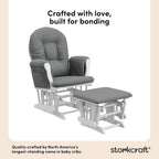 Storkcraft Premium Hoop Glider & Ottoman (White/Gray) — GREENGUARD Gold Certified Nursery Glider, Solid Wood Craftsmanship, Smooth-Gliding, Award-Winning