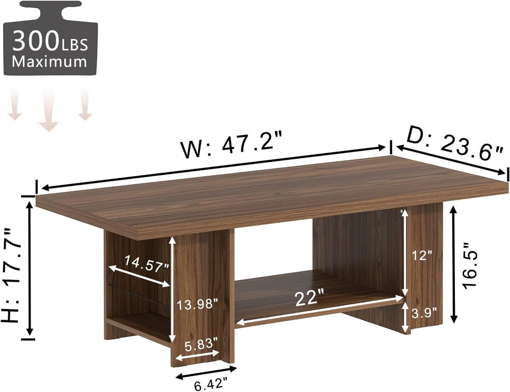 FOLUBAN Coffee Table, Modern Wood Living Room Table with Storage Bottom Shelf...