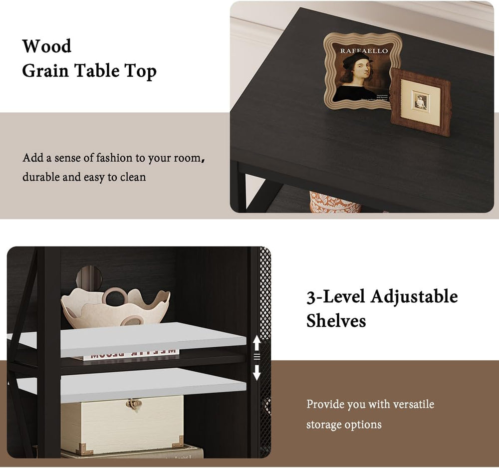 BON AUGURE Tall TV Stand for TVs up to 65 Inch, Industrial Wood Entertainment...
