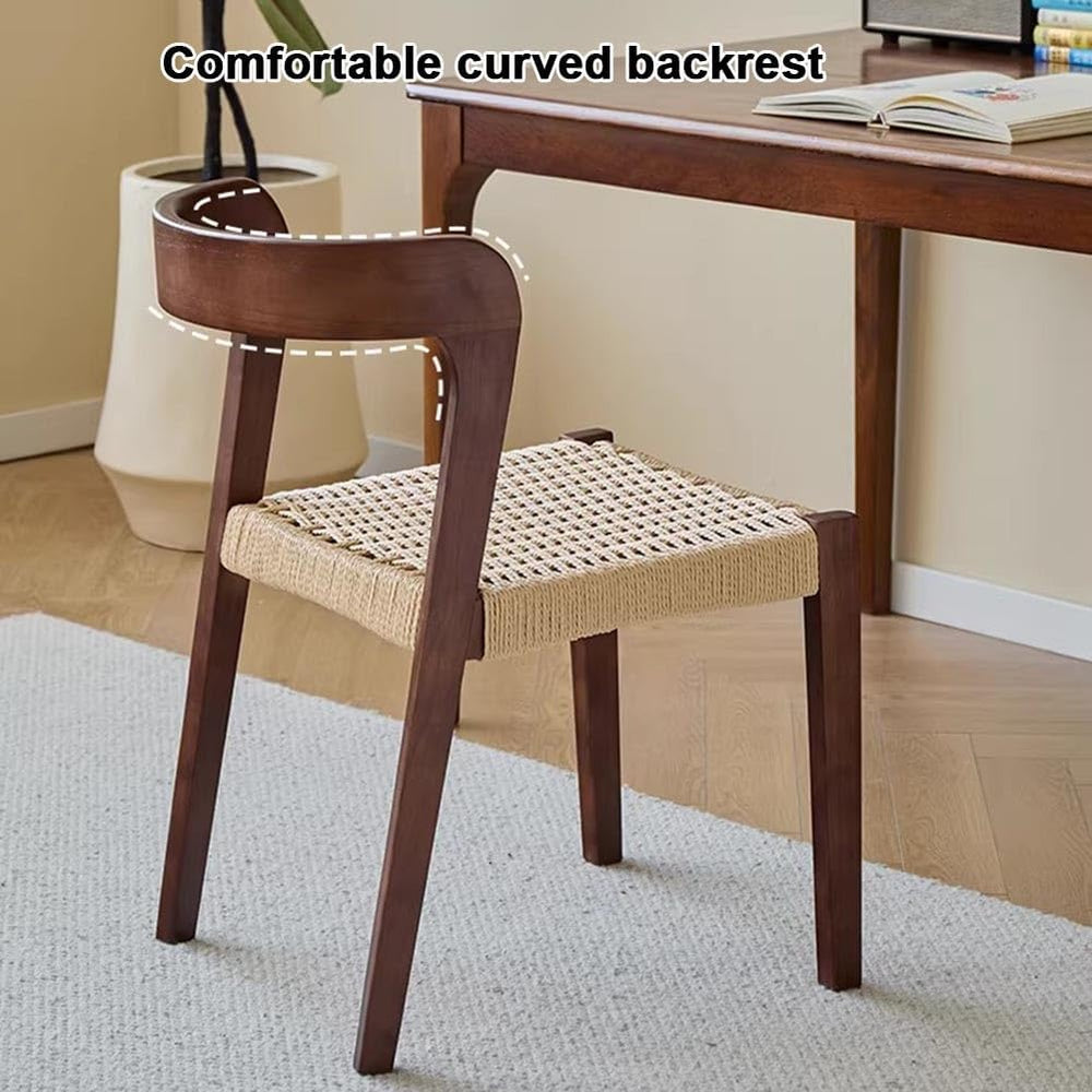 Etlegor Farmhouse Rattan Dining Chairs, Mid Century Wood Kitchen Chairs with ...