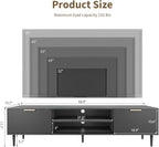 GarveeHome Black TV Stand, TV Stands for Living Room 75 inch, Entertainment Center with 2 Large Storage Cabinets, Media Console Table, Metal Handle Door, TV Stand for Bedroom, Office Furniture
