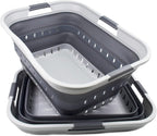 SAMMART 42L (11 gallon) Collapsible Plastic Laundry Basket - Foldable Pop Up Storage Container/Organizer - Portable Basket - Space Saving Hamper (Grey/Dark Grey (Set of 2))