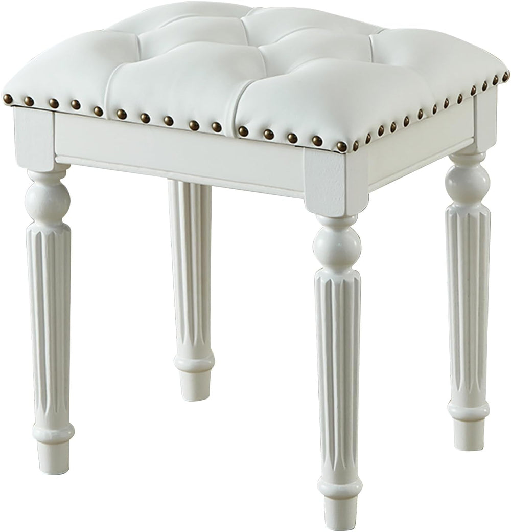 Vanity Bench Stool with Microfiber Leather Cushion, Vanity Chair Ottoman Dres...