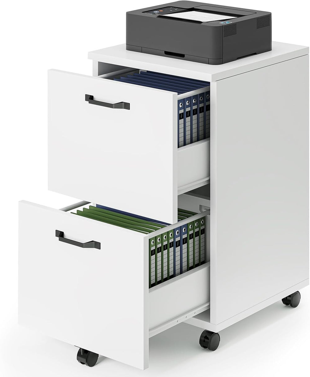 DUMOS 2 Drawer Filing Cabinet, Rolling Wood File Cabinet for Home Office, Und...