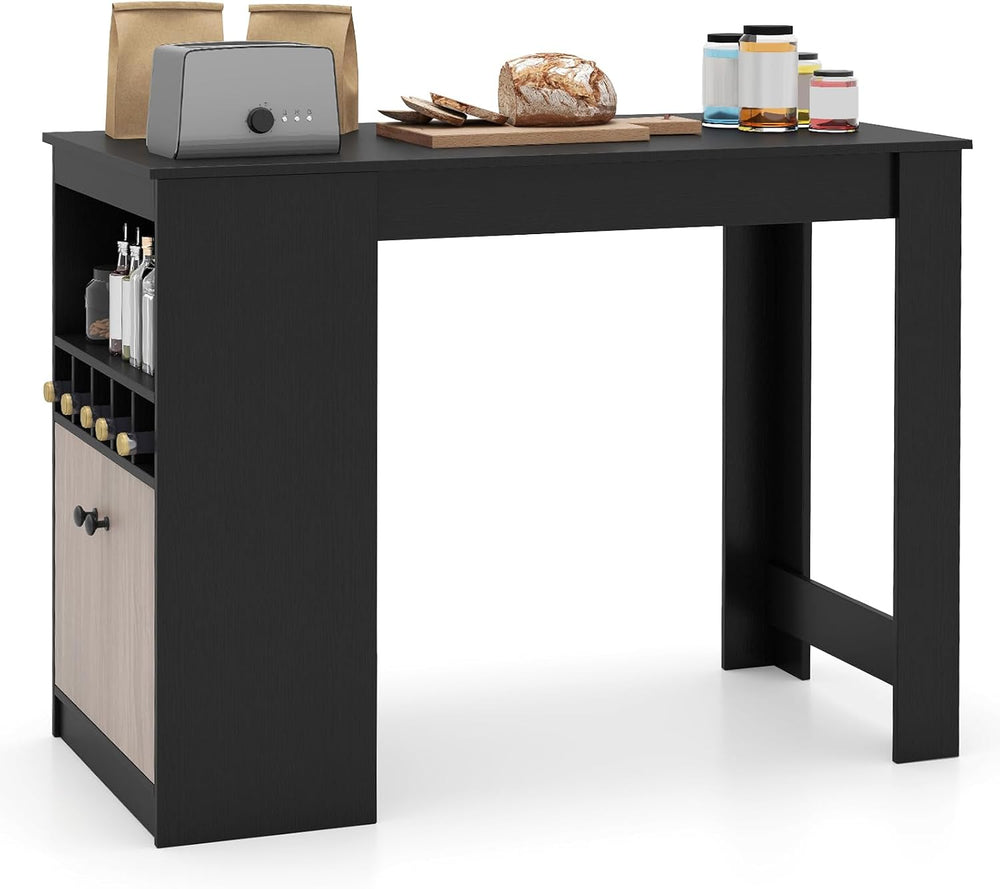 Giantex 48" Dining Table, Counter Height Bar Table with Storage Cabinet,...