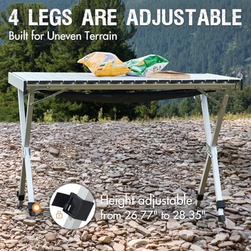 Portal Folding Camping Table with Adjustable Height,Portable Aluminum Table, ...