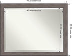 Amanti Art Grey Wall Mirror 35x45 Country Barnwood Rectangle Bathroom Mirror for Wall Decor Living Room, X-Large Rustic Farmhouse Wood Frame, Hangs Horizonally and Vertically, Bathroom Decor, Beveled