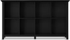 SIMPLIHOME Acadian Console Table - 57 Inch Wide Solid Wood 8-Cube Storage Sofa Table in Black, Transitional Storage Unit for Living Room or Bedroom with Grooved Side Panels and Tapered Legs