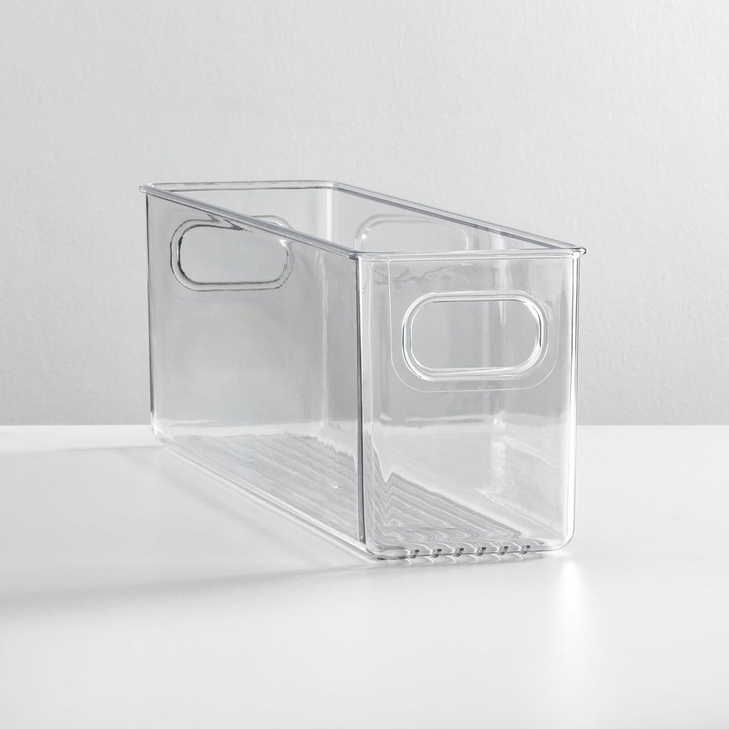 mDesign Plastic Long Stackable Storage Organizer Container, Organization Bin w/Handles for Kitchen, Pantry, Fridge, Freezer, Cabinet, Perfect to Hold Breast Milk - Ligne Collection - Clear