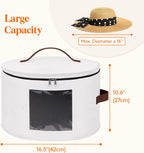 Lifewit Round Cowboy Hat Box for 7 Caps, Large Felt Hat Organizer Bag for Men & Women Storage, Baseball Cap Container with Dustproof Lid for Travel, Foldable 16.5" D x 10.6" H Carrier, White