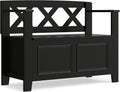 SIMPLIHOME Amherst 48" Wide Solid Wood Storage Bench in Coastal Blue | Transitional entryway bench with lift-up lid and hidden storage; perfect for mudrooms, hallways, or as a shoe bench.