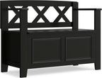 SIMPLIHOME Amherst 48" Wide Solid Wood Storage Bench in Coastal Blue | Transitional entryway bench with lift-up lid and hidden storage; perfect for mudrooms, hallways, or as a shoe bench.