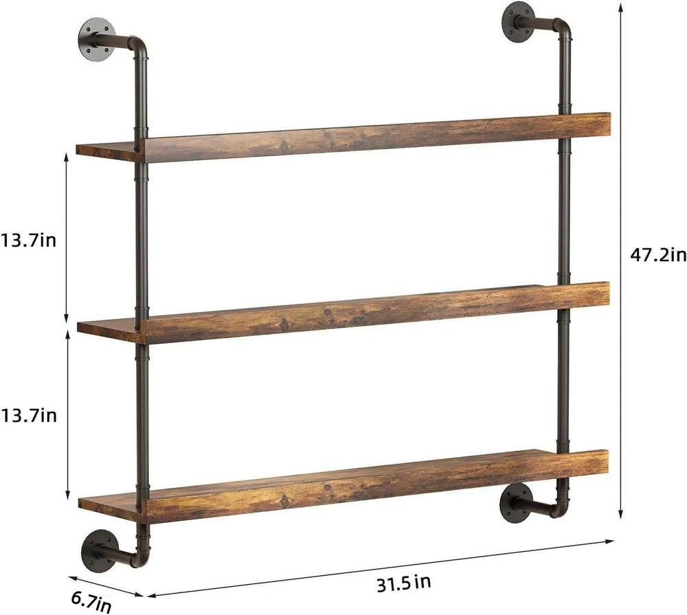 3-Tier Wall Mounted Wine Rack with LED | Liquor Bottles Floating Shelves Disp...