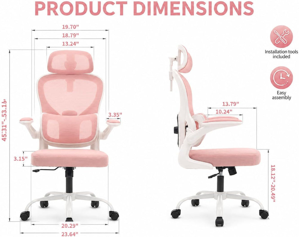 Ergonomic Office Chair with Adjustable Headrest & Lumbar Support, High Ba...