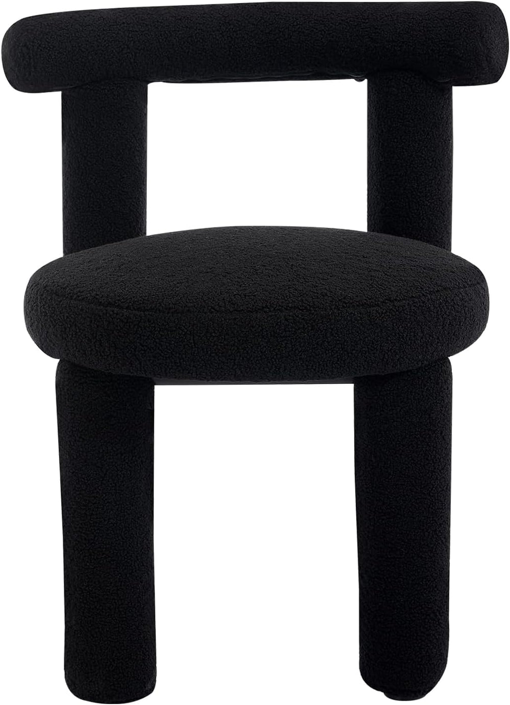 Black Sherpa Dining Chairs Set of 2, Armless Upholstered Boucle Kitchen Chair...