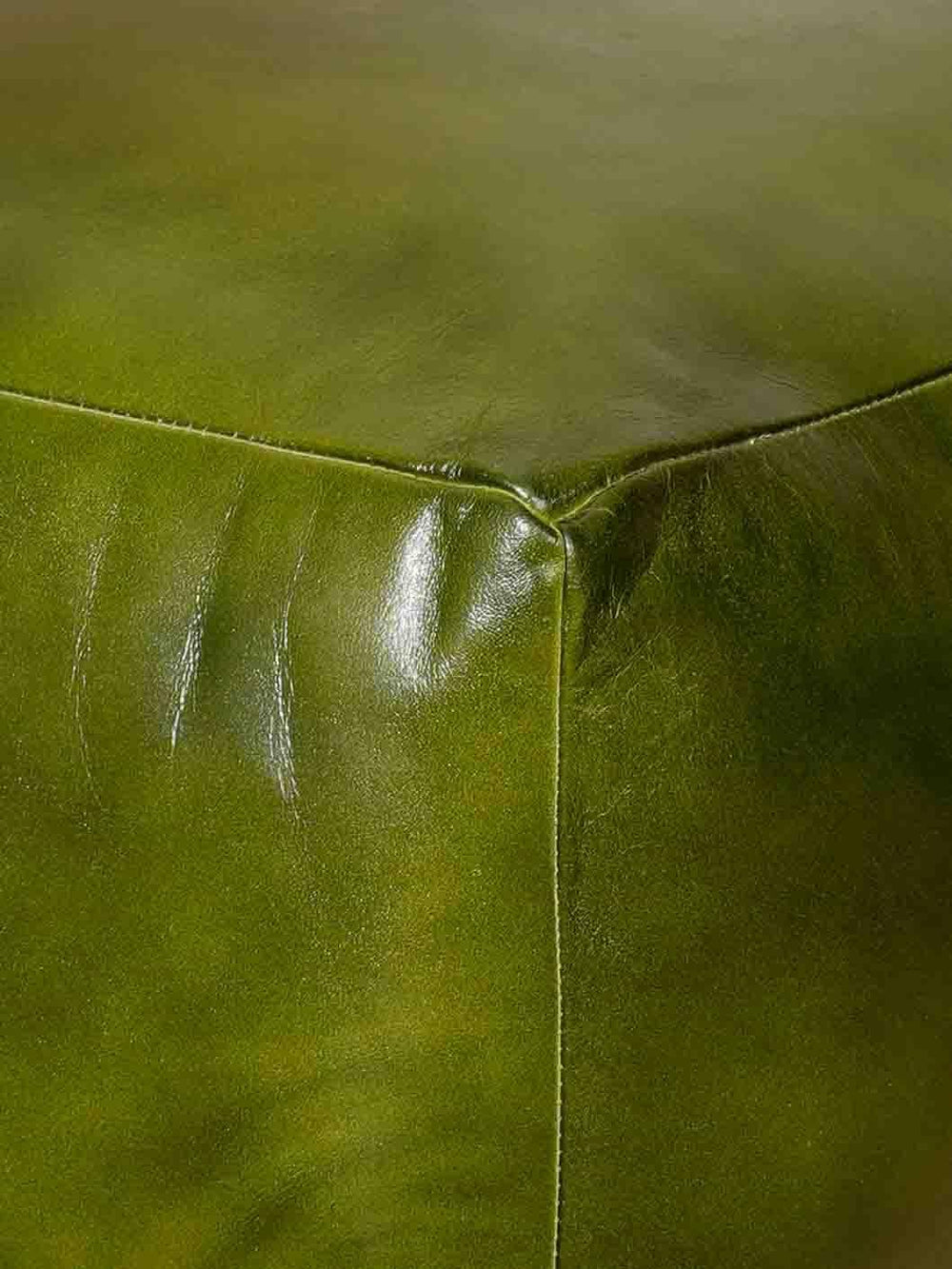 Handmade Eco-Friendly Solid Leather Pouf Green Color Square 21" x 21&quo...