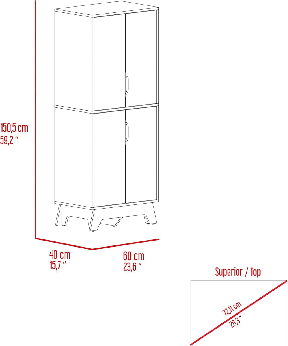 Rectangle Kitchen Pantry Light Oak and White