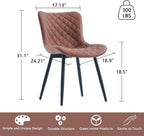 YOUTASTE Mid-Century Modern Dining Chairs Set of 2, Coffee Brown PU Leather Kitchen Accent Chair with Black Metal Legs, for Living Room, Guest Room, Waiting Area