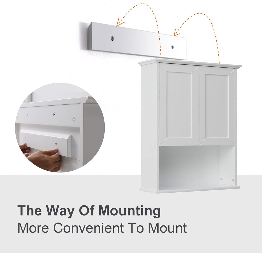 Bathroom Wall Cabinet Wooden Medicine Cabinet Buffering Hinge MDF Material Over Toilet Storage 23"x29" and Adjustable Shelves Cupboard Above Toilet with Large Space