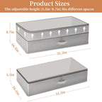 2 Pack 80L Under Bed Storage, Adjustable Height Large Storage Bins With Lids Handles Label Holder, Underbed Storage Containers for Blanket Clothes Shoes Bedroom Closet, Grey
