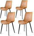 Dining Chairs, Modern PU Leather Dining Room Chair with Sturdy Metal Legs, Upholstered Seat Dinner Chairs Accent Side Chairs for Indoor Kitchen Living Room (Brown, Set of 4)