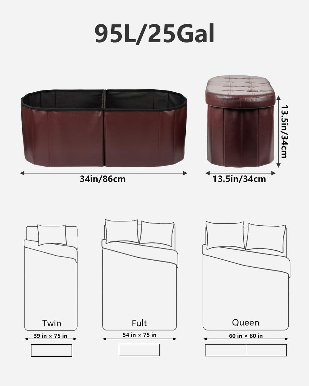AmasSmile Storage Ottoman Bench, Foot Rest with Partitioned Storage in a Oval...