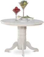 East West Furniture SHCL5-LWH-W 5 Piece Dining Table Set for 4 Includes a Round Kitchen Table with Pedestal and 4 Kitchen Dining Chairs, 42x42 Inch, Linen White