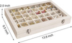 Velvet Jewelry Tray 48 Grid Jewelry Display Tray Organizer Box with Transparent Lid Rings Earrings Necklaces Pendants Display Box Suitable for Women and Girls (Beige)