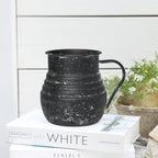 Rustic Metal Farmhouse Vase Shabby Chic Small Pitcher Fall Black Vase Brown Decorative Vase for Farmhouse Kitchen Decor