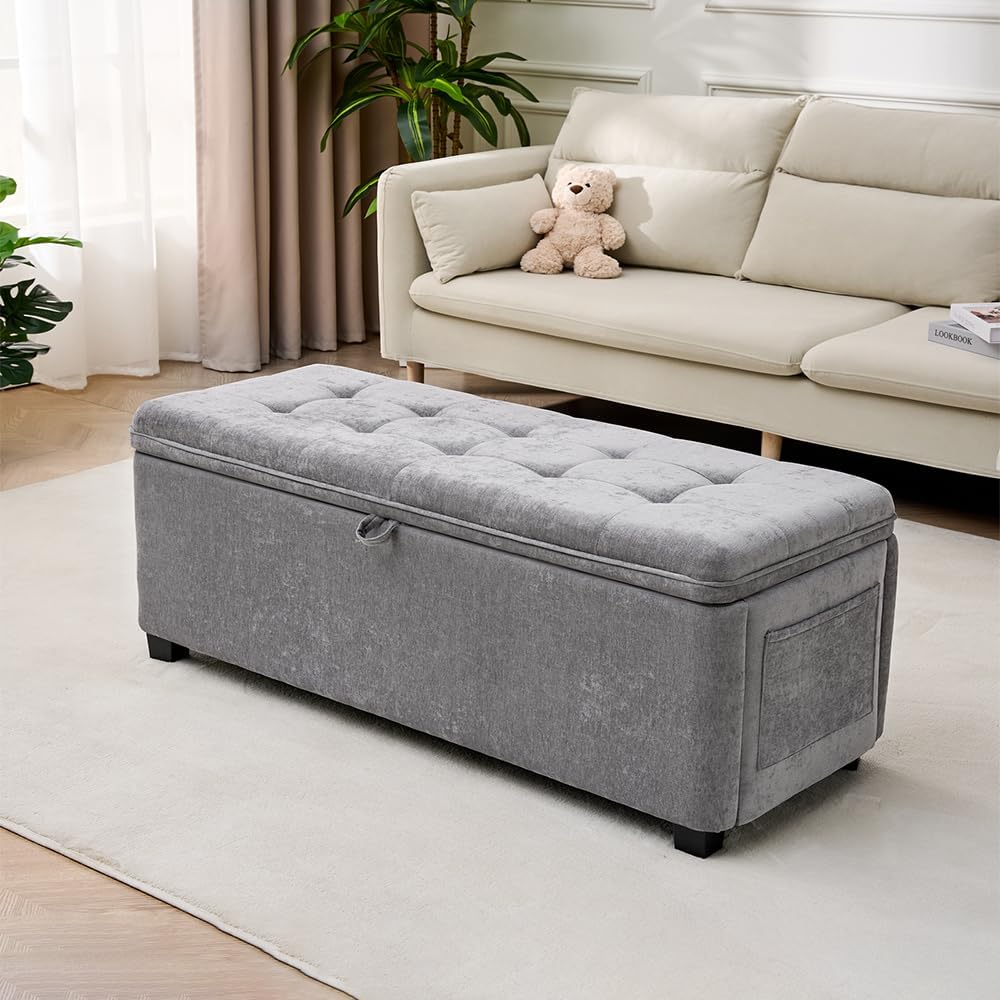 Storage Ottoman Bench with Lift Top, End of Bed Bench for Bedroom, Living Roo...