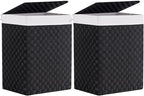 Foldable Laundry Hamper Basket with Lid by Fiona's magic, Handwoven 96L Large Clothes Hamper with Removable Liner Bags, Collapsible Tall Hamper for Bedroom, Bathroom and Dorm Organizer, 2Pack, Black
