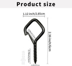 10PCS Eye Screw Hooks for Hanging Heavy Duty with Safety Buckle.Metal Ceiling Hooks for Hanging Plants,Cup,Wind Chime,Bird Feeders,String Lights at Indoor&Outdoor,2.36 Inches Black
