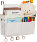 Bedside Storage Organizer 5 Pockets with 4 Hooks Hanging Storage Bag for Headboards/Bunk Bed (White)