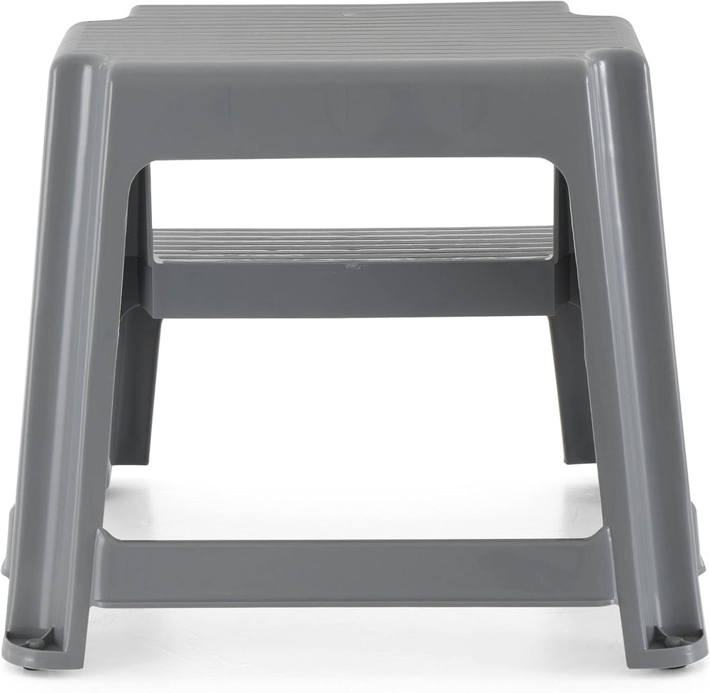 Gracious Living 16-Inch Tall Plastic 2-Step Stool, Gray, 4 Pack | Portable Du...