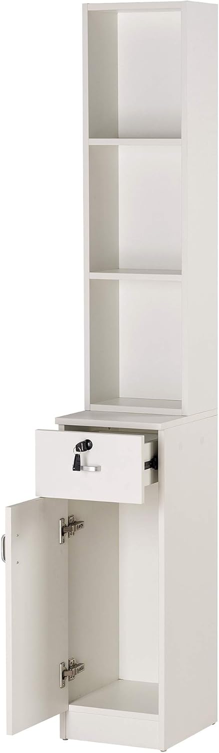 BarberPub Locking Wall Mount Hair Styling Barber Station with Drawer Storage Beauty Salon Spa Equipment 3036-1 (White)