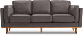 Valencia Artisan Full Leather Sofa 88” - Pure Full Italian Nappa Leather Couch, Solid Wood Accent, Ultimate Comfort, Modern Grey