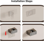 4 Pack Heavy Duty Mop Holder Wall Mount, Strong Adhesive Hanger for Broom Closet Organizer, Space Saving Utility Hooks for Bathroom Kitchen Garage Storage
