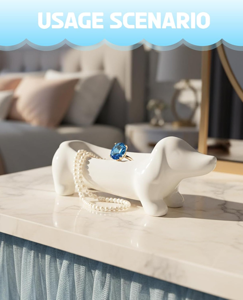 Dachshund Ring Holder, Weiner Dog Ceramic Trinket Tray for Women Men