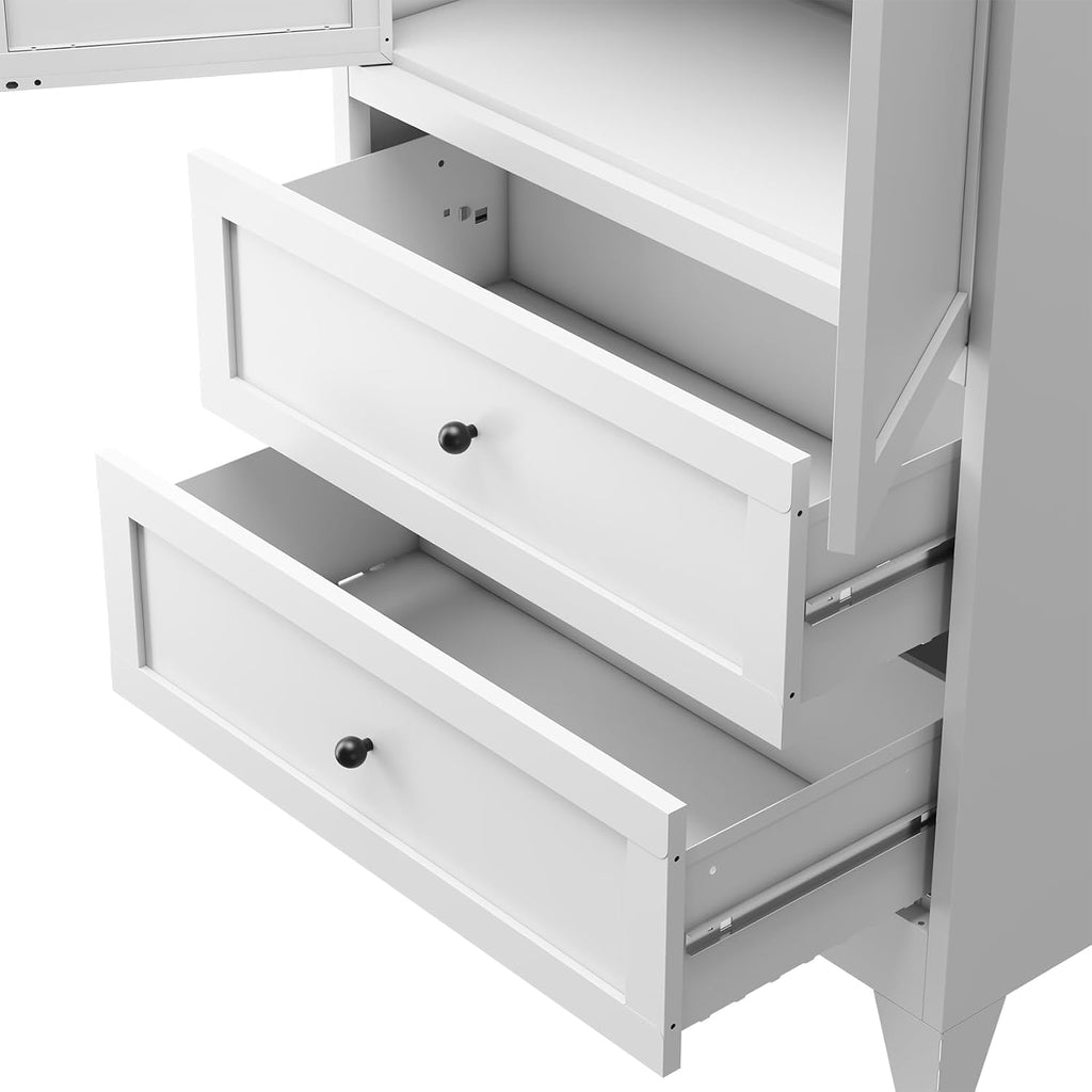 72" Tall 27.5" Wide Large Pantry Storage Cabinet, Modern Metal Kitchen Hutch Food Pantry Cabinet with 2 Drawer, 2 Doors and Adjustable Shelves for Kitchens, Dining Room, White A