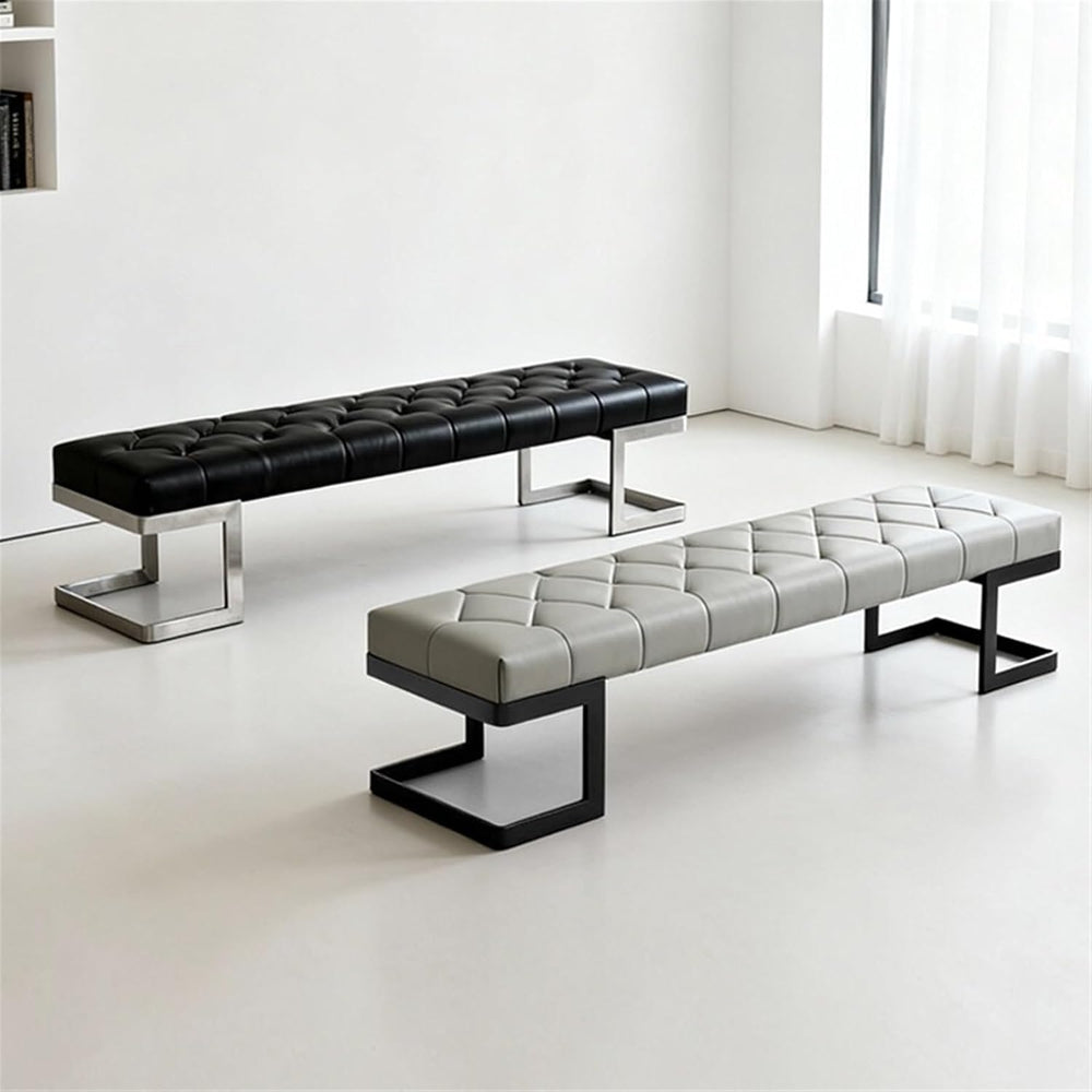 Modern Leather Bed end Stool Bedroom Dressing Room Living Shoe Changing Entry...