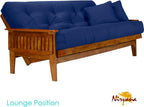 Eastridge Futon Set - Queen Size, Frame, 8" Mattress, Twill Royal Blue Cover