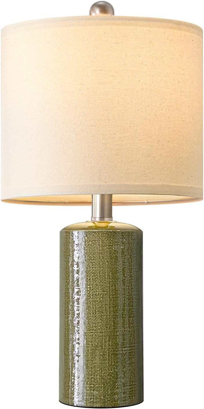 20.25" Small Single Table Lamp for Bedroom Modern Ceramic Nightstand Lamp