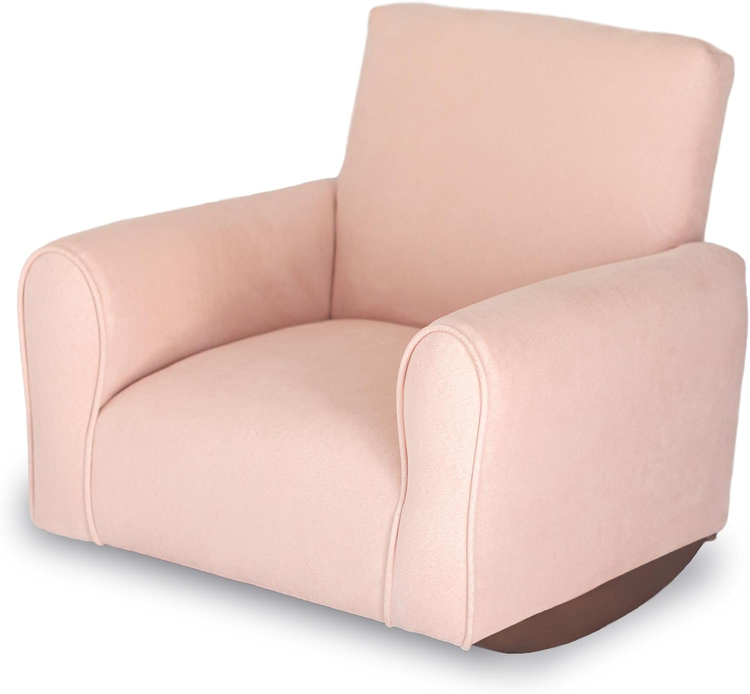Toddler Personalized Armchair, Kids Upholstered Rocking Chair with Personalization, Toddler Chair with Personalized Name, Comfy Child Armchair, (Blush Suede, Rockers)