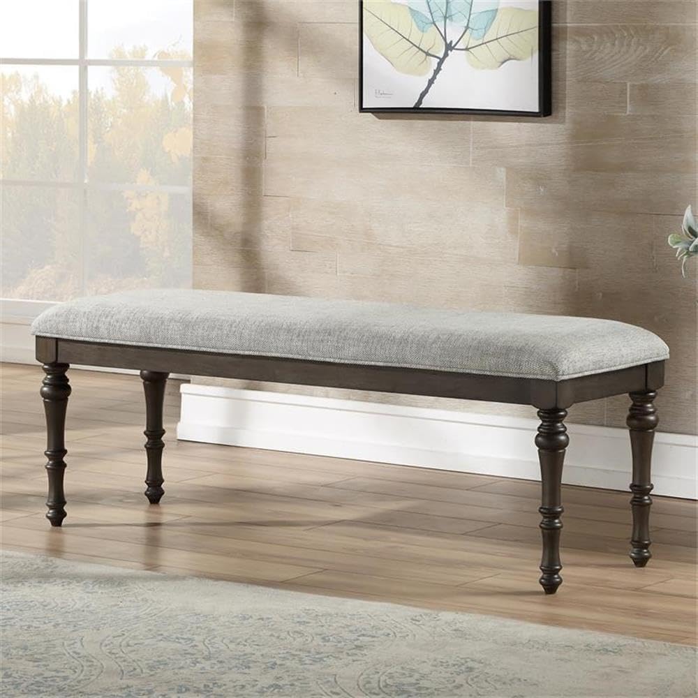 Steve Silver Linnett Bench, Gray, Traditional Styling with a Modern Twist for...