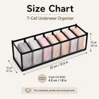 Nylon Drawer Dividers Breathable Mesh Organizers With Reinforced Edges For Lingerie, Socks, Underwear And Travel, 7 Grid