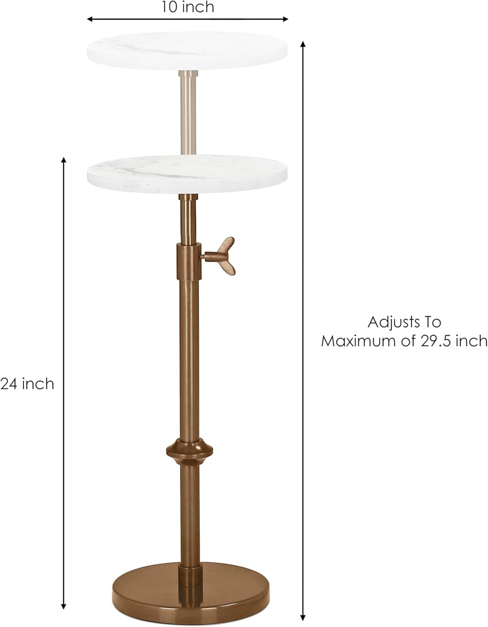 Marble Side Table Mid-Century Design – 29” Round Table with Antique Brass Ped...
